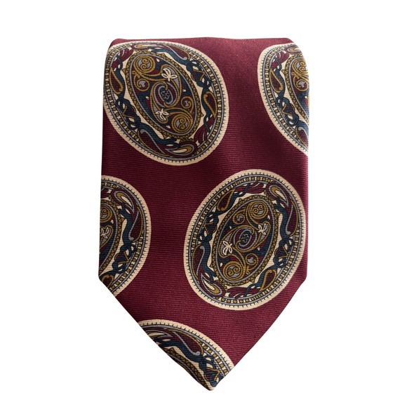 Muse's Atlanta Other - Muse's Atlanta Silk Necktie Hand Sewn Made‎ In USA Burgundy Paisley Pattern VTG